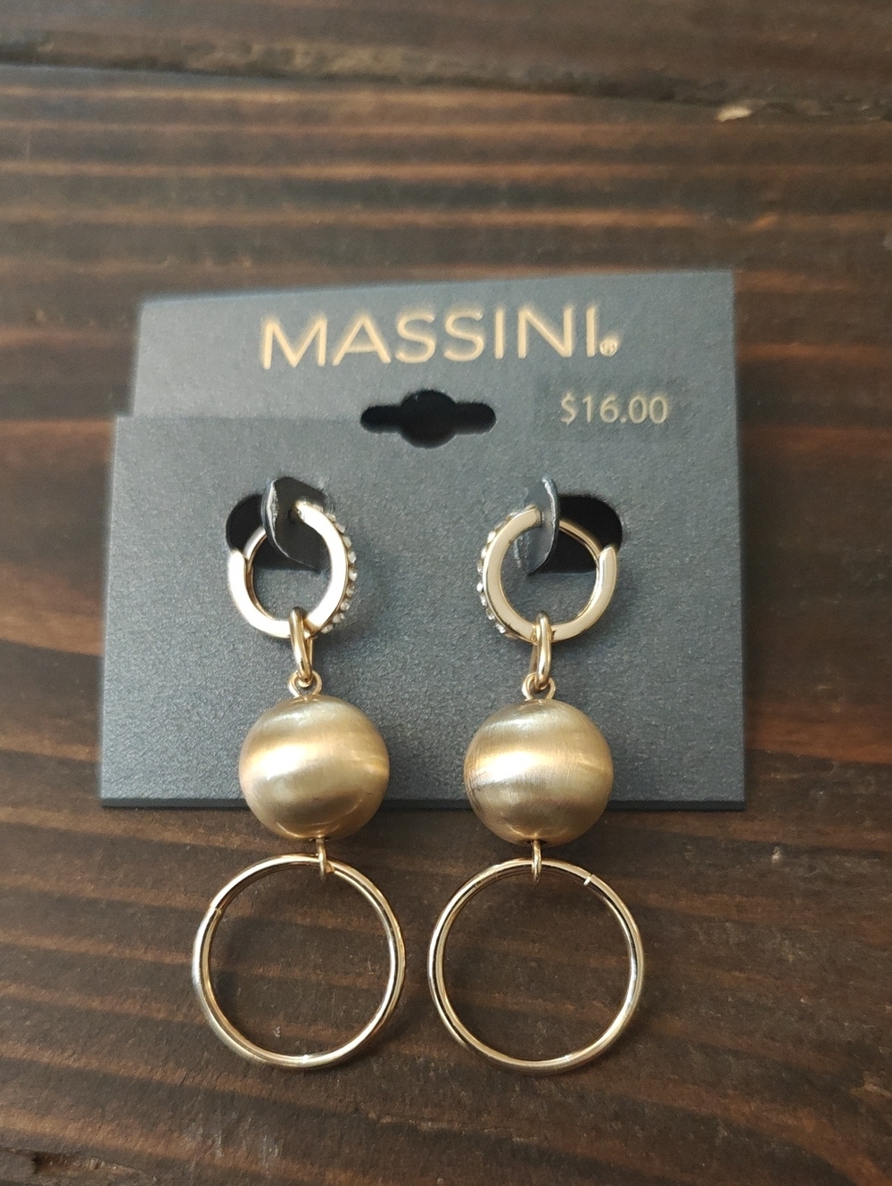 Massini Gold-Tone Hoop Drop Earrings with Bead Accent AA31 6800